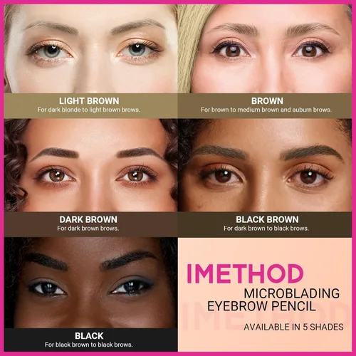 Vista 7 de iMethod Lápiz de microblading para cejas - Lápiz para cejas 2 en 1 de doble punta con aplicador de punta de micro-horquilla de 3 puntas y punta