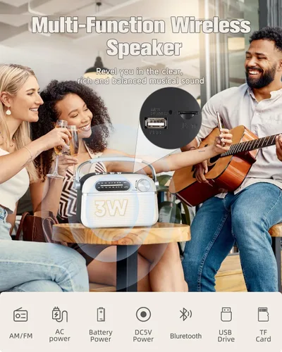 Vista 2 de PRUNUS J-130 Radio portátil AM FM, para papá y mamá, alimentación de CA, funciona con baterías/radio recargable para uso de emergencia, radios
