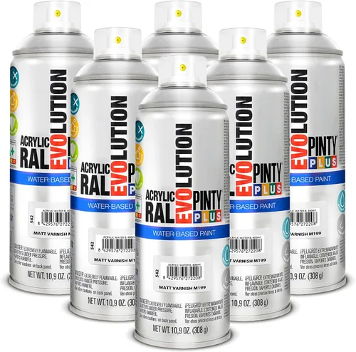 Vista 13 de PINTY PLUS Pintura en aerosol a base de agua, 11 onzas, propulsor de bajo GWP, bajo olor, gris brillante. Madera, metal, vidrio, cerámica