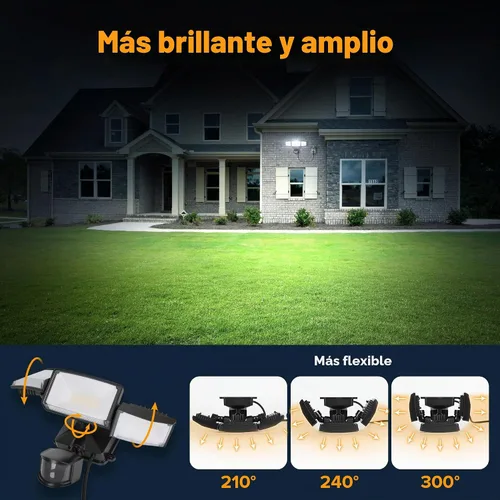 Vista 6 de LUTEC Luces para exteriores con sensor de movimiento de 50 W, 5500 lm enchufables para exteriores, del atardecer al amanecer, iluminación de Negro