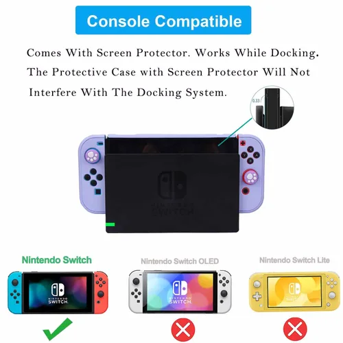Vista 2 de Dockable Case for Nintendo Switch - COMCOOL 3 in 1 Protective Cover Case for Nintendo Switch and Joy-Con Controller with Screen Protector and Thumb