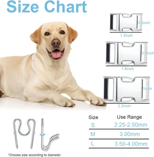Vista 5 de Dog Collar Buckle, Fastener Stainless Steel Buckle for Small Medium Large Dogs Collar Steel Chrome Plated