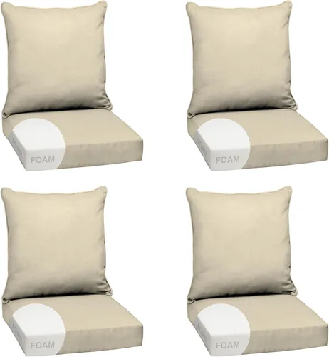 Vista 45 de Arden - Juego de cojines de asiento profundo para exteriores, espuma, 24x24, aguamarina