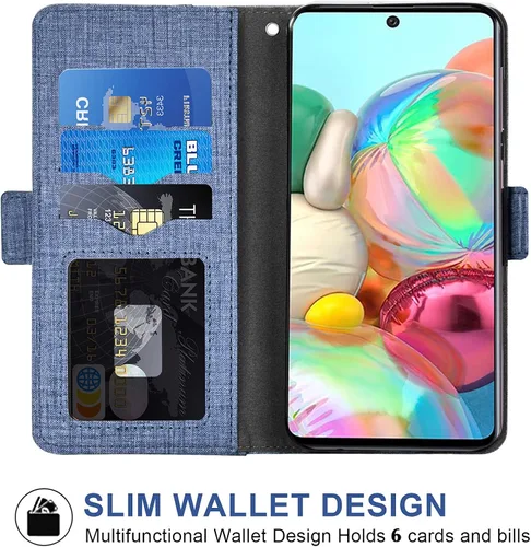 Vista 3 de Asuwish Funda tipo cartera compatible con Samsung Galaxy A71 4G, protector de pantalla de vidrio templado y funda de piel con tapa para tarjetas