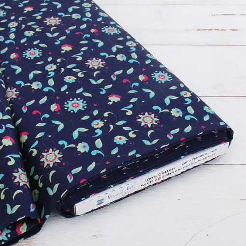 Vista 20 de Threadart Tela de acolchado de algodón de alta calidad, diseño floral azul aguamarina, 44 pulgadas de ancho, 100% algodón, acolchado, costura