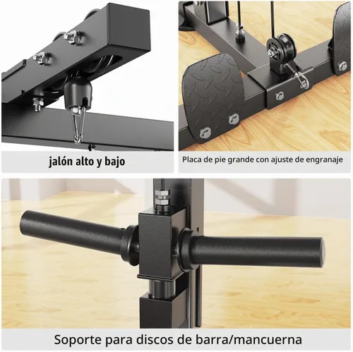 Vista 6 de Power Cage - Rack de Potencia Multifunción con Sistema de Cruce de Cables, Rack para Sentadillas de Capacidad de 1800 LBS con Banco de Pesas