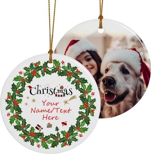 Vista 31 de Adornos de Navidad personalizados, adorno con foto personalizada, nuestro primer árbol de Navidad colgante 2024, decoración regalo para Navidad