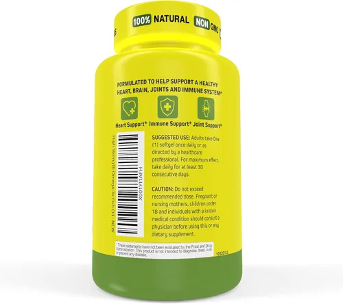 Vista 6 de Herbtonics Aceite de pescado Omega 3 de 1250 mg – Alto EPA 450 mg + DHA 300 mg para la salud del corazón y el cerebro Triple fuerza, sabor a limón