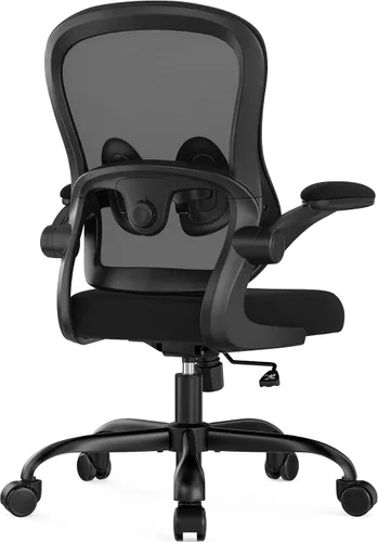 Vista 9 de Silla de oficina ergonómica – Silla de escritorio ergonómica – Silla de oficina cómoda de malla para el hogar con ruedas, soporte lumbar ajustable