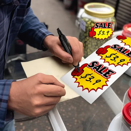 Vista 6 de Starburst - Calcomanías de precio de venta de 4 x 3 pulgadas, 500 unidades Large, Strong Adhesive, Easy to Write, Waterproof Vinyl, Removable
