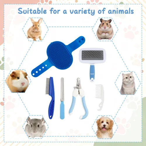 Vista 7 de 6PCS Rabbit Grooming Kit Small Animal Grooming Set Rabbit Brush Nail Care