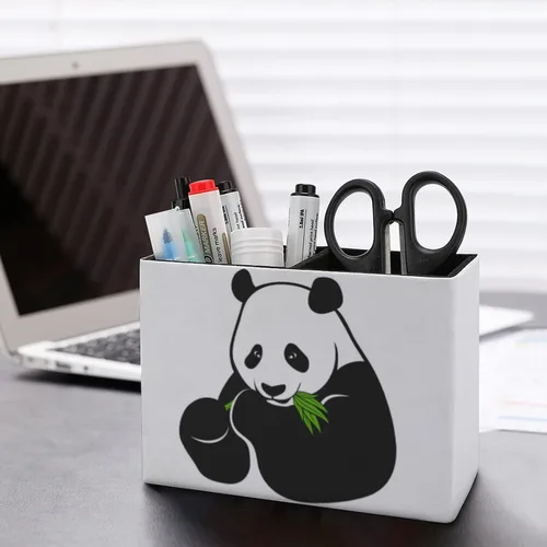 Vista 5 de Niapessel Portalápices para escritorio, lindo soporte para bolígrafo de comida de panda, organizador de bolígrafos de escritorio, organizador
