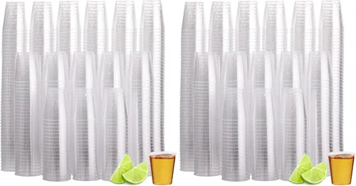 Vista 10 de MATANA 60 vasos de chupito de plástico transparente de 1 onza, resistentes
