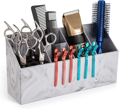 Vista 11 de Noverlife - Caja organizadora profesional para tijeras de barbero, organizador de almacenamiento para tijeras de peluquería de salón, peines, clips