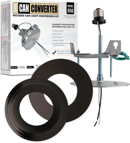 Vista 9 de The Can Converter R56 - Kit de conversión de luz empotrada para lata con medallón de techo plano y biselado de 7 pulgadas, mejoras para el hogar