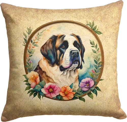 Vista 170 de Caroline's Treasures DAC2072PW1414 Affenpinscher and Flowers - Almohada decorativa de tela, lavable a máquina, para interiores y exteriores
