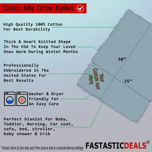 Vista 2 de Fastasticdeals Ropa de cama de bebé, mantas para niños y niñas, texto personalizado, nombre de algodón