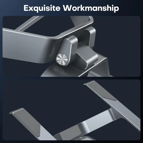 Vista 2 de OMOTON Soporte para portátil más estable, soporte ajustable de aluminio para escritorio, elevador ergonómico desmontable adecuado para todas