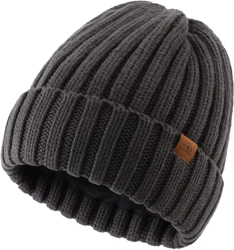 Vista 15 de Home Prefer Gorro de invierno para hombre, con forro polar de lana, gorro de punto cálido Verde militar