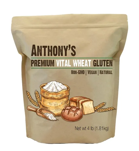 Vista 4 de Anthony's Copos de levadura nutricional premium de 1 libra y paquete de gluten de trigo vital de 4 libras
