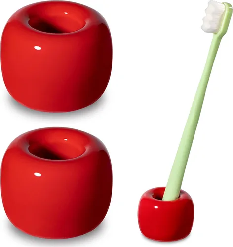 Vista 9 de Urbanstrive - Soporte para cepillo de dientes de cerámicas mini elegante para encimeras de mueble de baño (1 paquete, blanco)
