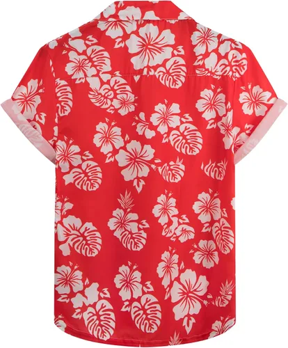 Vista 2 de CONGJI Camisa hawaiana para hombre, camisas de playa tropicales de verano, camisas de manga corta con botones, camisas Aloha casuales con botones