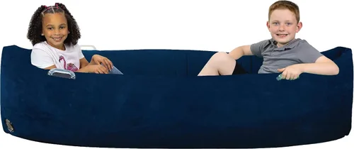 Vista 8 de Bouncyband - Silla sensorial Peapod pequeña y cómoda, color azul de 48 pulgadas, divertida y inflable que proporciona alivio sensorial terapéutico