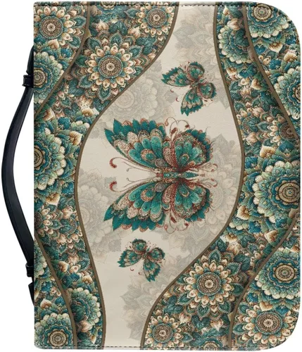 Vista 24 de Cubierta de la Biblia de diseño personalizado Funda de libro con cremallera de cuero PU Funda de transporte de Biblia multifunción Regalo