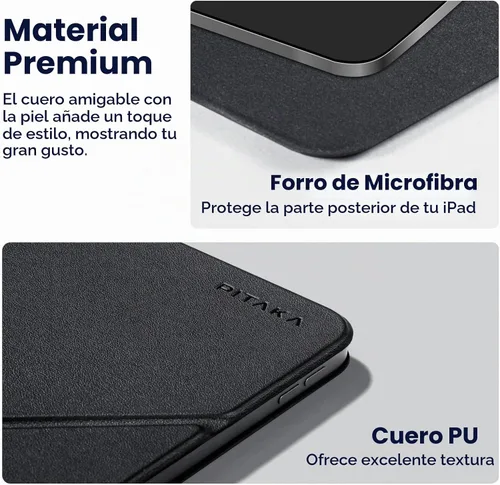 Vista 8 de PITAKA Funda para iPad Pro de 11 pulgadas, compatible con iPad Air M3/M2 de 11 pulgadas (4ª-7ª generación) y iPad Pro de 11 pulgadas Negro