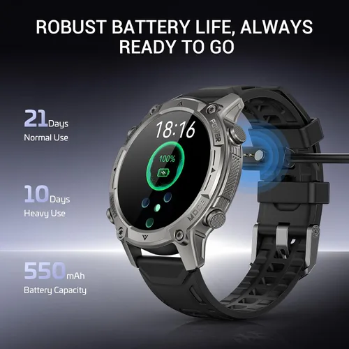 Vista 6 de Smart Watch for Men, Outdoor GPS, Answer/Make Call, 5ATM Waterproof, 50mm 1.43" AMOLED, Offline Maps 4GB RAM, Compass, Voice Assistant, Heart