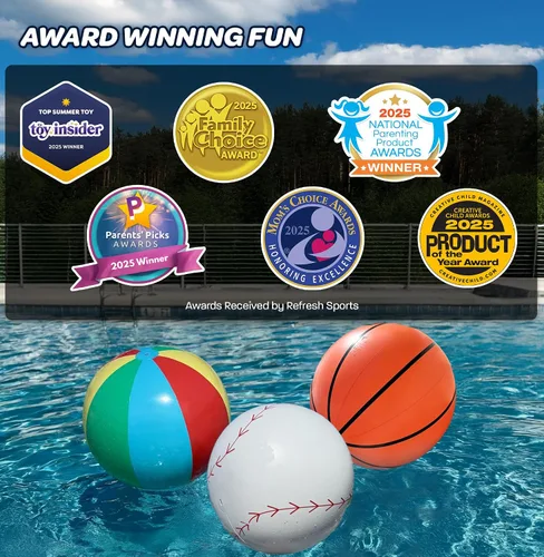 Vista 7 de 27-Inch Large Beach Ball - New 8-Panel Design for Durability and Ultra Round Shape - Best Big Beach Ball For Kids & Adults - 3X Thickness