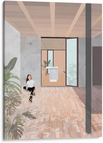 Vista 9 de Canvas Lab Tello House by DRAM 11 x 15 in Fine Art Framed Print, Frame Color: Black, With Mat Architecture, Illustrations, Minimalist