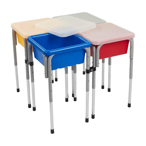 Vista 15 de ECR4Kids Mesas modulares de juego con arena y agua con tapas, varios colores, Multi Color, 1 Azul /Rojo
