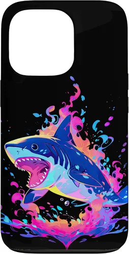 Vista 10 de iPhone 16 Colorful Shark, Spirit Animal, Multicolor Art, Case
