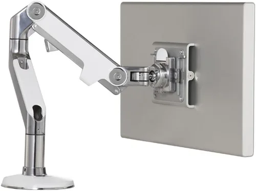 Vista 2 de Humanscale Brazo articulado ajustable para monitor de computadora M8, ambos soportes de abrazadera y perno a través de montaje con base - negro