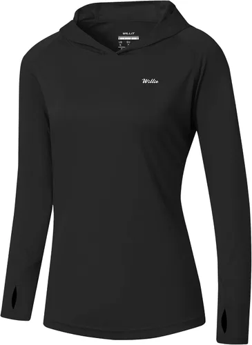 Vista 18 de Willit - Sudadera con capucha y protección solar FPU 50+ para mujer, camiseta de manga larga con FPS, ligera, para exteriores, senderismo, pesca