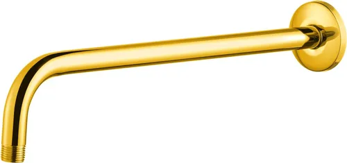 Vista 22 de OFFO Brazo de ducha con pestaña, de 6 pulgadas en oro brillante, montaje en pared, reemplazo, brazo angular de cabezal de ducha montado en la pared