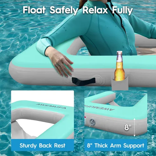 Vista 4 de AWEMUFA Silla inflable para adultos, silla flotante inflable para piscina, tumbona de piscina, flotadores de agua, flotadores de piscina, flotadores