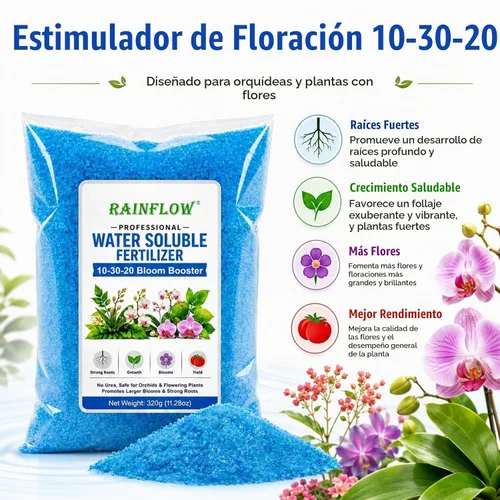 Vista 2 de RAINFLOW 10-30-20 Blossom Booster - Fertilizante soluble en agua azul