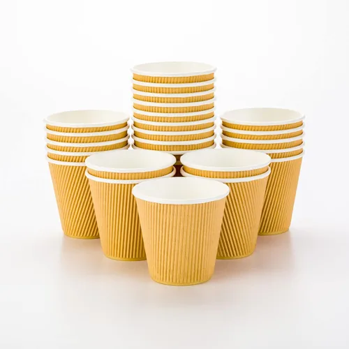 Vista 38 de Tazas para café de papel aislado, pared ondulada, kraft, 12 onzas - Caja de 25 unidades - tapas a juego: RWA0360B, RWA0360W, RWA0328LG, RWA0328GR