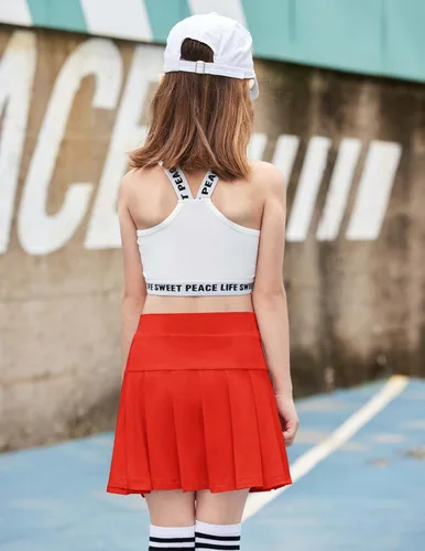 Vista 3 de Arshiner Faldas de tenis para niña con pantalones cortos, falda plisada atlética, falda pantalón de entrenamiento con bolsillos para niños de 4 a 13