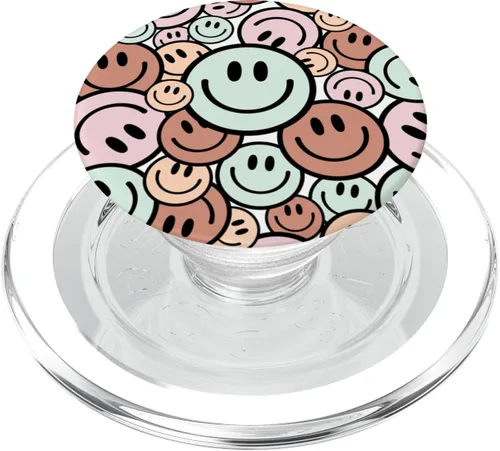Vista 8 de Smile Face Happy Smile Cute Pink Brown Peach Aqua Graphics PopSockets intercambiables PopGrip