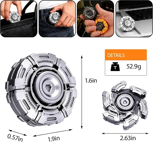 Vista 4 de Spinner mecánico de armadura, herramienta háptica EDC de aleación de zinc de alta calidad, giratorio de mano de metal transformador para adultos
