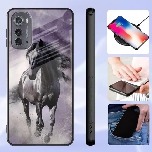 Vista 295 de Funda para Motorola Moto Edge 2022, cubierta trasera de vidrio templado con protector de pantalla, funda protectora a prueba de golpes para Motorola