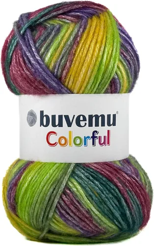 Vista 11 de Colorido hilo multicolor a rayas con sutil brillo, 56% poliéster, 44% acrílico, cada uno de 3.53 onzas / 252 yardas (754.6 ft) (n.º 1) (cebra)