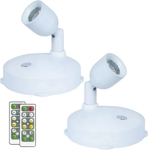 Vista 7 de HAMVIDNE Foco LED, funciona con pilas, luces para interiores, color blanco