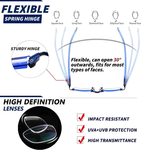 Vista 2 de JJWELL Paquete de 3 lentes de lectura para mujer, bloqueo de luz azul, antifatiga ocular/UV 400, lectores de filtro con bisagra de resorte, lentes