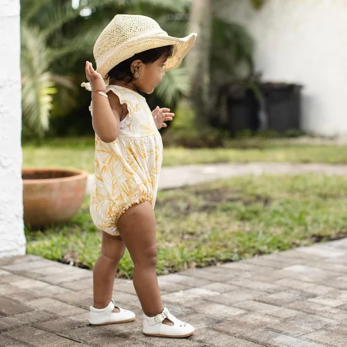 Vista 5 de Burt's Bees Baby Mameluco para bebé, 100% algodón orgánico, traje corto de una pieza para niñas recién nacidas a 24 meses