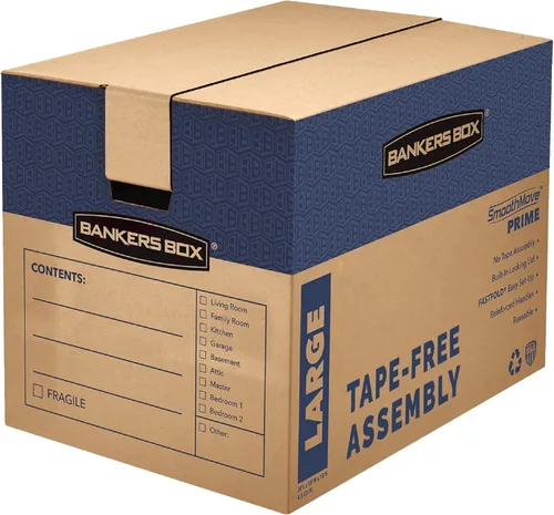 Vista 10 de Bankers Box Caja de mudanza pequeña Prime, paquete de 10 unidades, asas reforzadas, montaje sin cinta, tapa adjunta, 16 x 12 x 12 pulgadas (0062716)