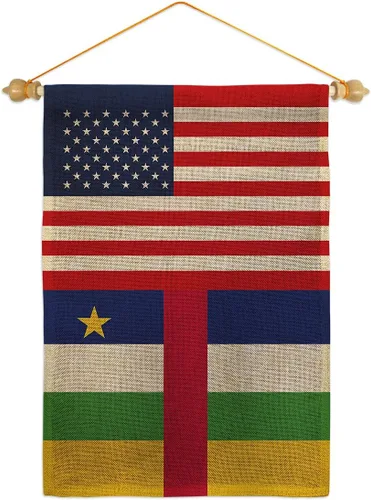 Vista 15 de Central African Republic US Friendship Burlap Burlap Garden Flag Regional USA American Alliance World Country Particular Area Small Decorative Gift